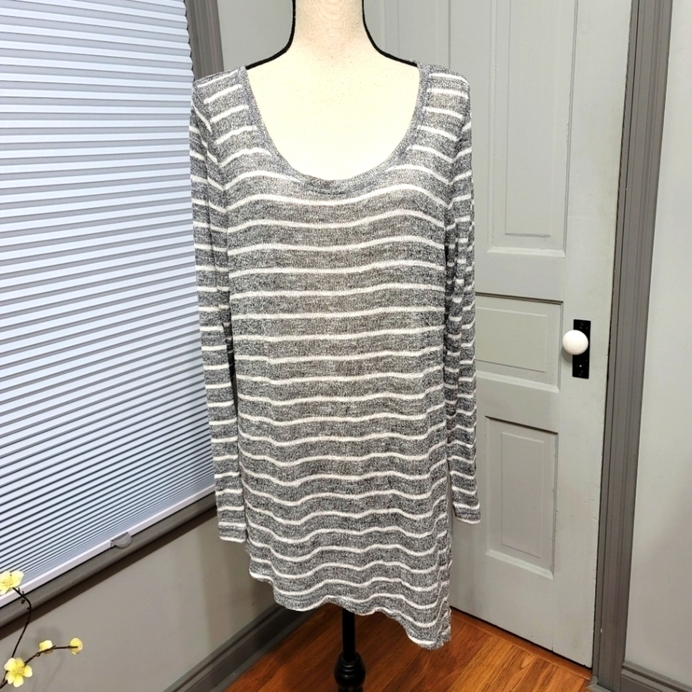 ✨ Lane Bryant Shimmering Striped Asymmetrical Sweater